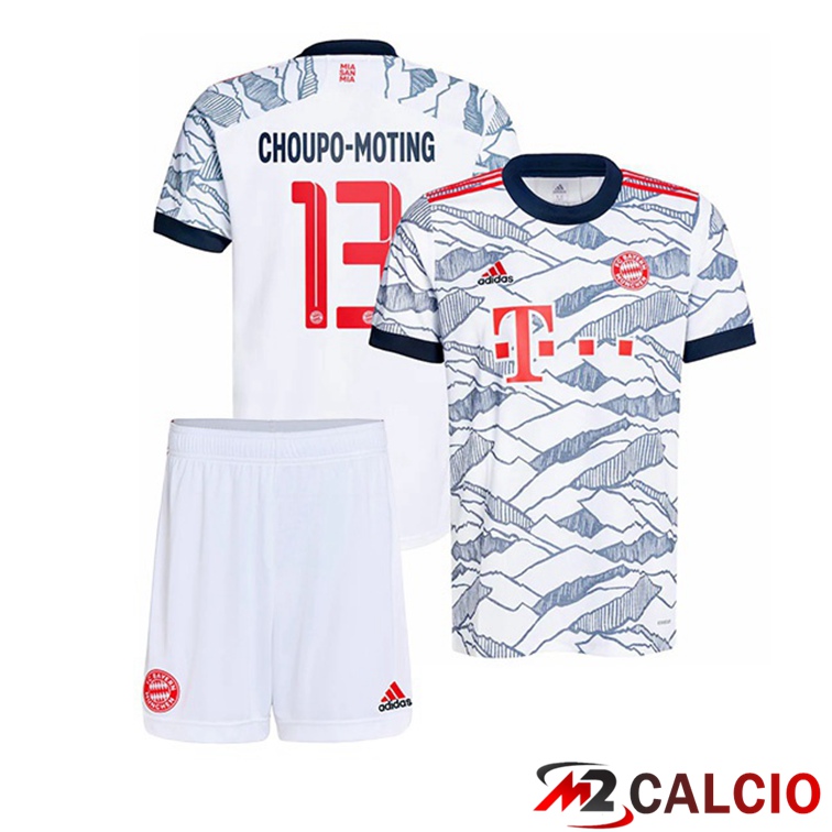 Maglie Calcio Personalizzate,Tute Calcio Squadre,Maglia Nazionale Italiana Calcio | Maglia Bayern Monaco (Choupo-Moting 13) Bambino Terza Bianco 2021/22