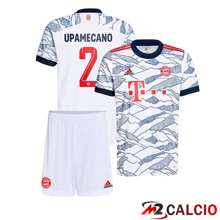 Maglie Calcio Personalizzate,Tute Calcio Squadre,Maglia Nazionale Italiana Calcio | Maglia Bayern Monaco (Upamecano 2) Bambino Terza Bianco 2021/22