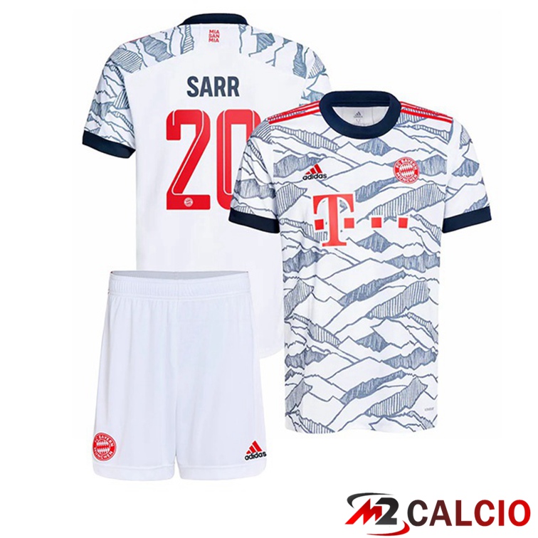 Maglie Calcio Personalizzate,Tute Calcio Squadre,Maglia Nazionale Italiana Calcio | Maglia Bayern Monaco (Sarr 20) Bambino Terza Bianco 2021/22