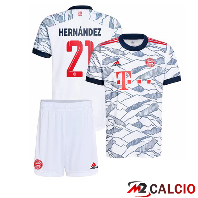 Maglie Calcio Personalizzate,Tute Calcio Squadre,Maglia Nazionale Italiana Calcio | Maglia Bayern Monaco (Hernández 21) Bambino Terza Bianco 2021/22