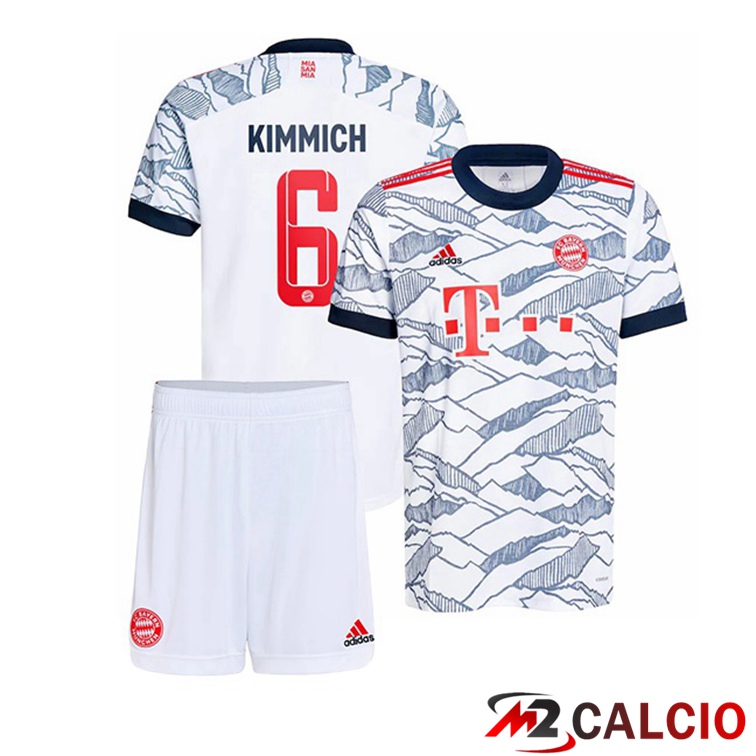 Maglie Calcio Personalizzate,Tute Calcio Squadre,Maglia Nazionale Italiana Calcio | Maglia Bayern Monaco (Kimmich 6) Bambino Terza Bianco 2021/22