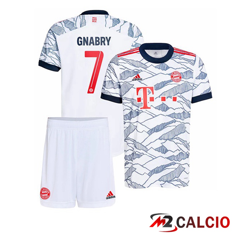 Maglie Calcio Personalizzate,Tute Calcio Squadre,Maglia Nazionale Italiana Calcio | Maglia Bayern Monaco (Gnabry 7) Bambino Terza Bianco 2021/22