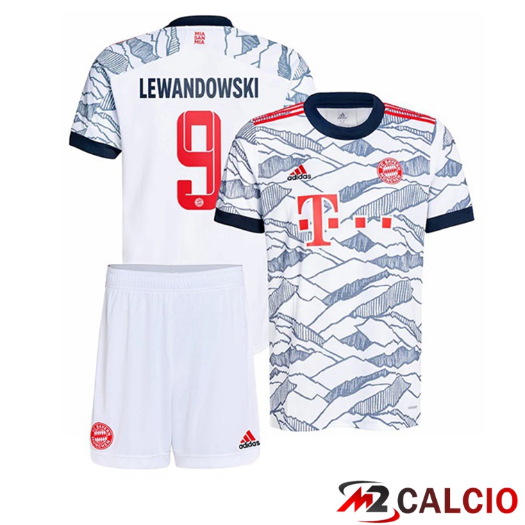 Maglie Calcio Personalizzate,Tute Calcio Squadre,Maglia Nazionale Italiana Calcio | Maglia Bayern Monaco (Lewandowski 9) Bambino Terza Bianco 2021/22