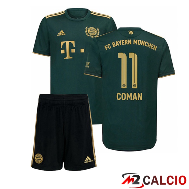 Maglie Calcio Personalizzate,Tute Calcio Squadre,Maglia Nazionale Italiana Calcio | Maglia Bayern Monaco (Coman 11) Bambino Quatrieme Verde 2021/22