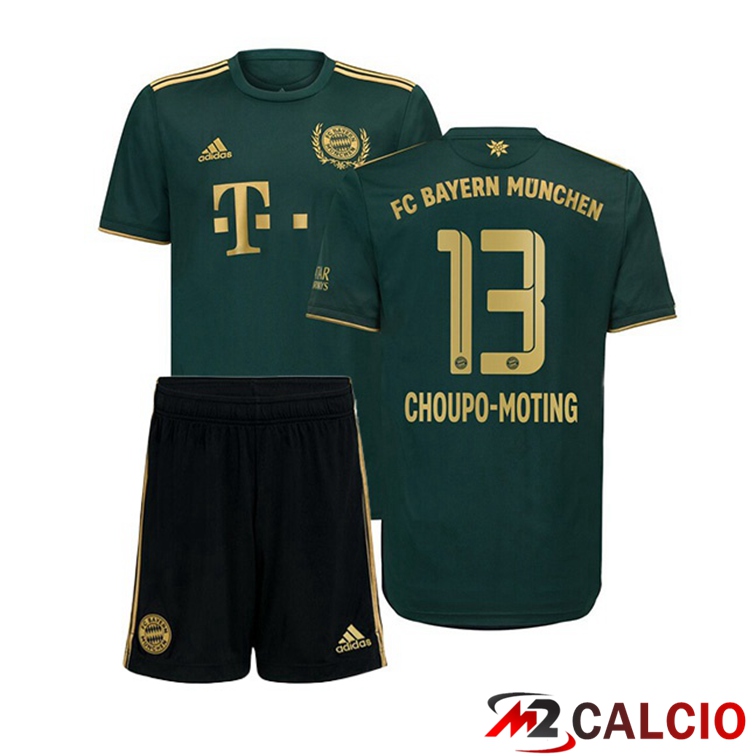 Maglie Calcio Personalizzate,Tute Calcio Squadre,Maglia Nazionale Italiana Calcio | Maglia Bayern Monaco (Choupo-Moting 13) Bambino Quatrieme Verde 2021/22