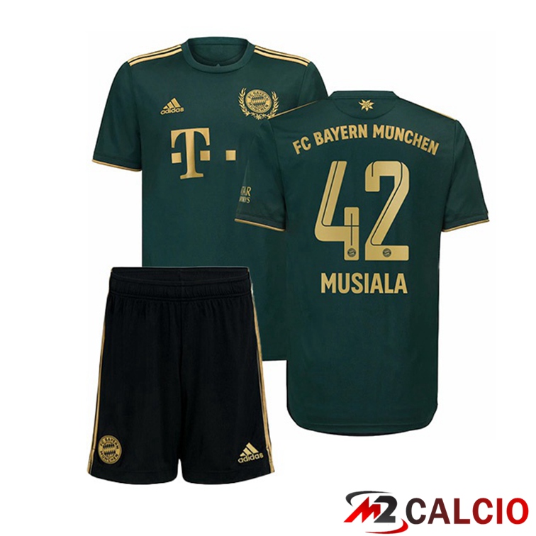 Maglie Calcio Personalizzate,Tute Calcio Squadre,Maglia Nazionale Italiana Calcio | Maglia Bayern Monaco (Musiala 42) Bambino Quatrieme Verde 2021/22