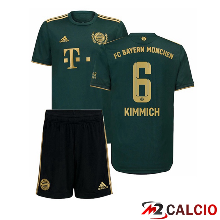 Maglie Calcio Personalizzate,Tute Calcio Squadre,Maglia Nazionale Italiana Calcio | Maglia Bayern Monaco (Kimmich 6) Bambino Quatrieme Verde 2021/22