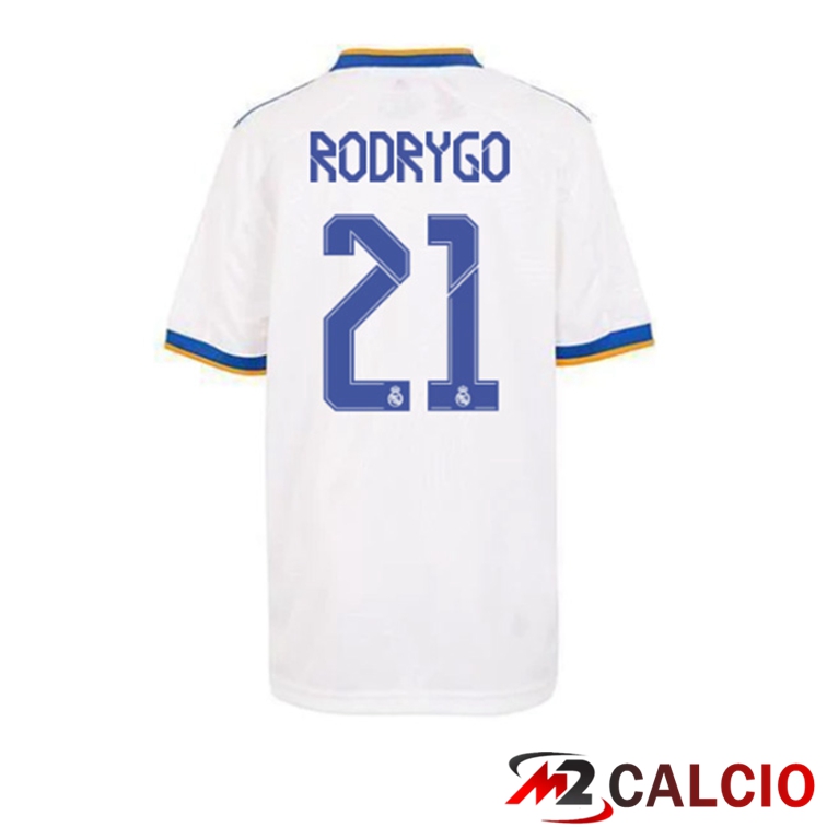 Maglie Calcio Personalizzate,Tute Calcio Squadre,Maglia Nazionale Italiana Calcio | Maglia Real Madrid (Rodrygo 21) Prima Bianco 2021/2022