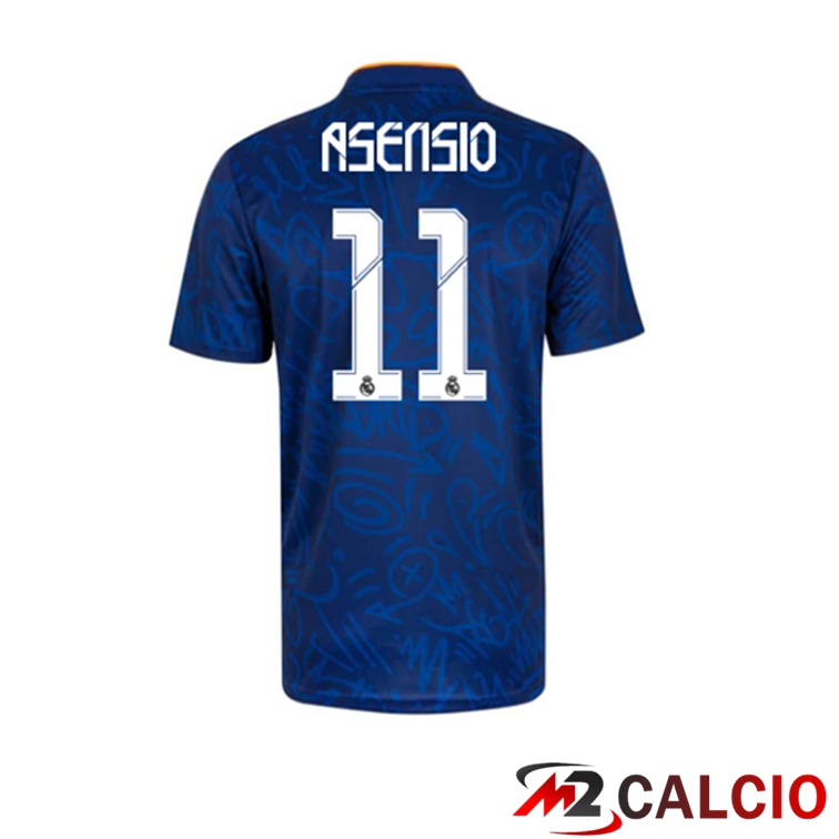 Maglie Calcio Personalizzate,Tute Calcio Squadre,Maglia Nazionale Italiana Calcio | Maglia Real Madrid (ASENSIO 11) Seconda Blu 2021/2022