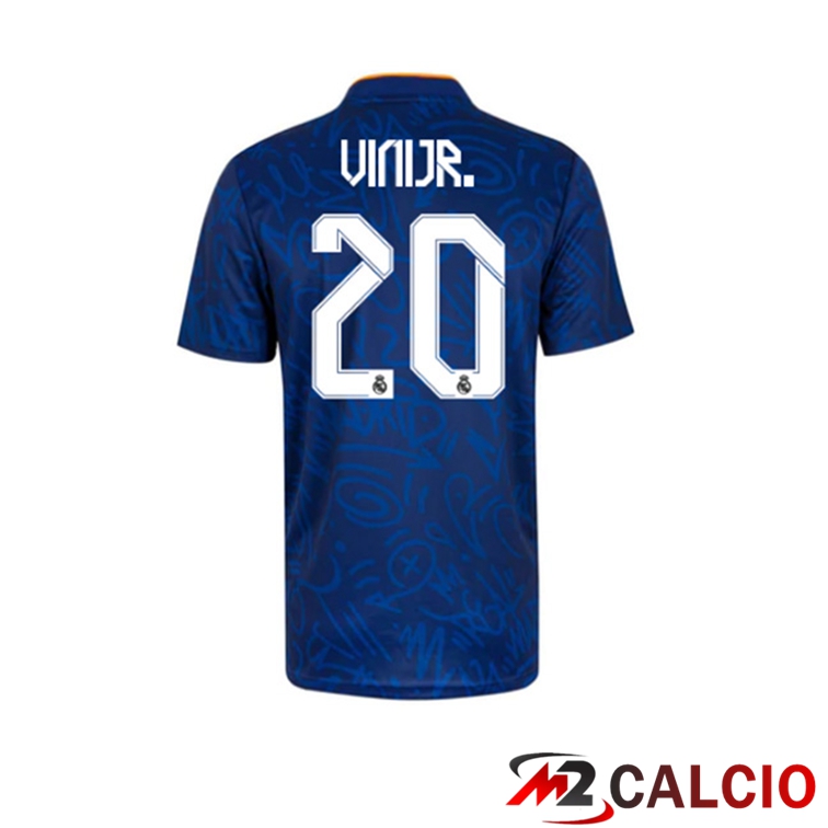 Maglie Calcio Personalizzate,Tute Calcio Squadre,Maglia Nazionale Italiana Calcio | Maglia Real Madrid (VINI JR 20) Seconda Blu 2021/2022