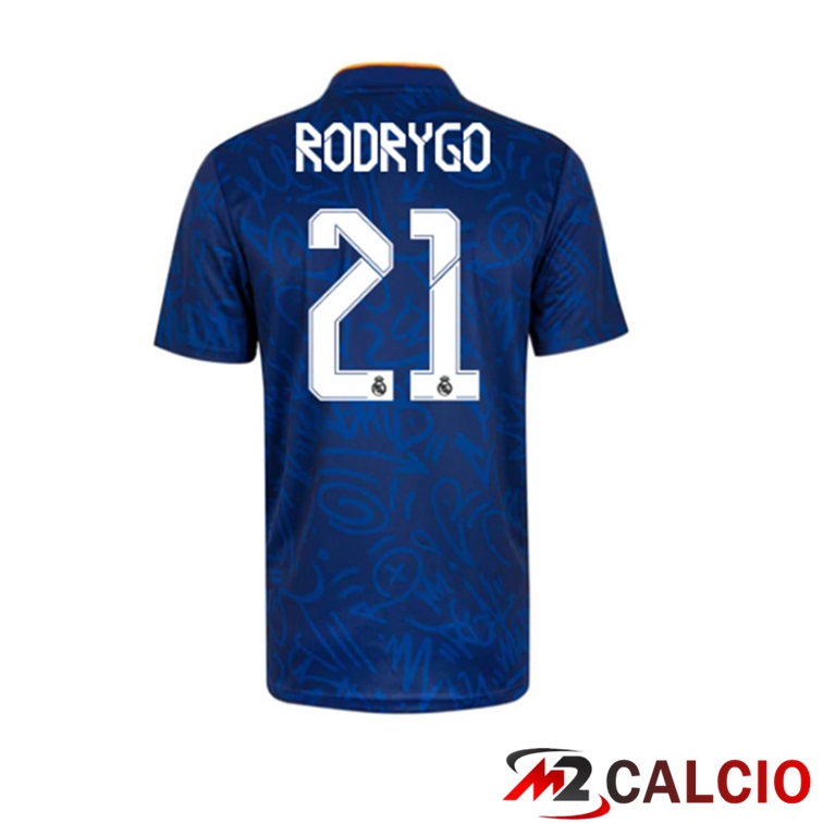 Maglie Calcio Personalizzate,Tute Calcio Squadre,Maglia Nazionale Italiana Calcio | Maglia Real Madrid (Rodrygo 21) Seconda Blu 2021/2022