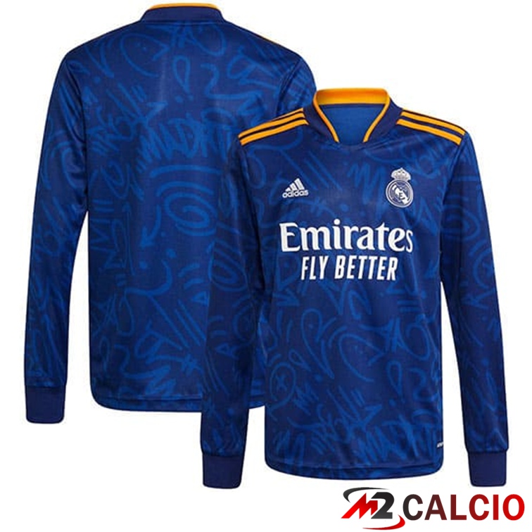 Maglie Calcio Personalizzate,Tute Calcio Squadre,Maglia Nazionale Italiana Calcio | Maglie Calcio Real Madrid Seconda Manica Lunga 2021/2022