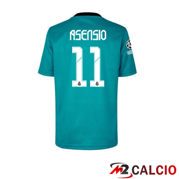 Maglie Calcio Personalizzate,Tute Calcio Squadre,Maglia Nazionale Italiana Calcio | Maglia Real Madrid (ASENSIO 11) Terza Blu Verde 2021/2022