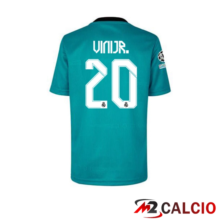 Maglie Calcio Personalizzate,Tute Calcio Squadre,Maglia Nazionale Italiana Calcio | Maglia Real Madrid (VINI JR 20) Terza Blu Verde 2021/2022