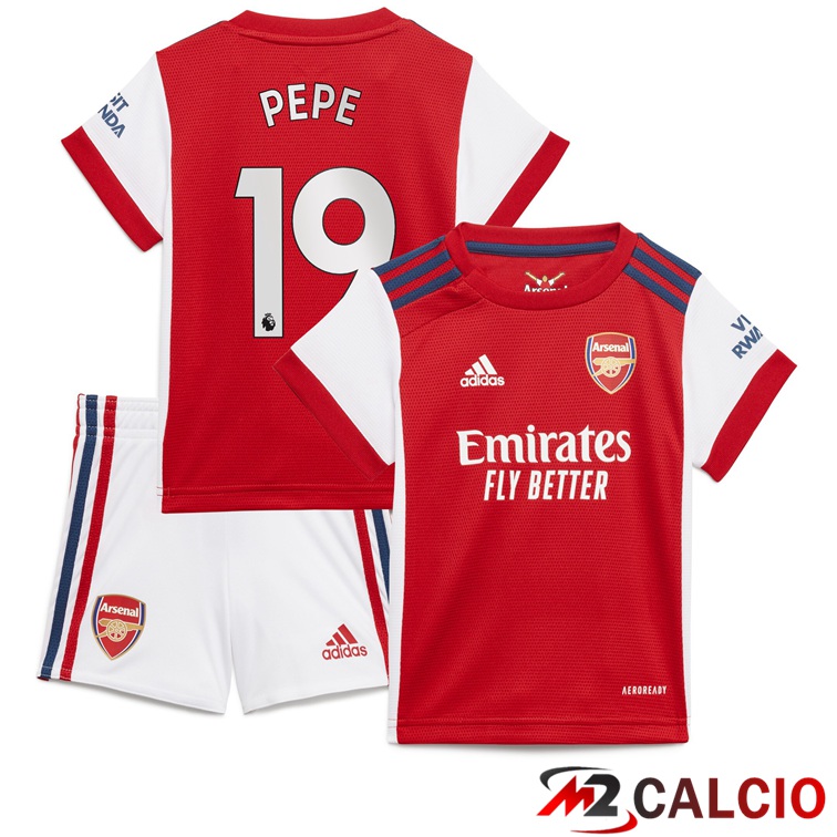Maglie Calcio Personalizzate,Tute Calcio Squadre,Maglia Nazionale Italiana Calcio | Maglia FC Arsenal (PEPE 19) Bambino Prima Rosso/Bianco 2021/2022