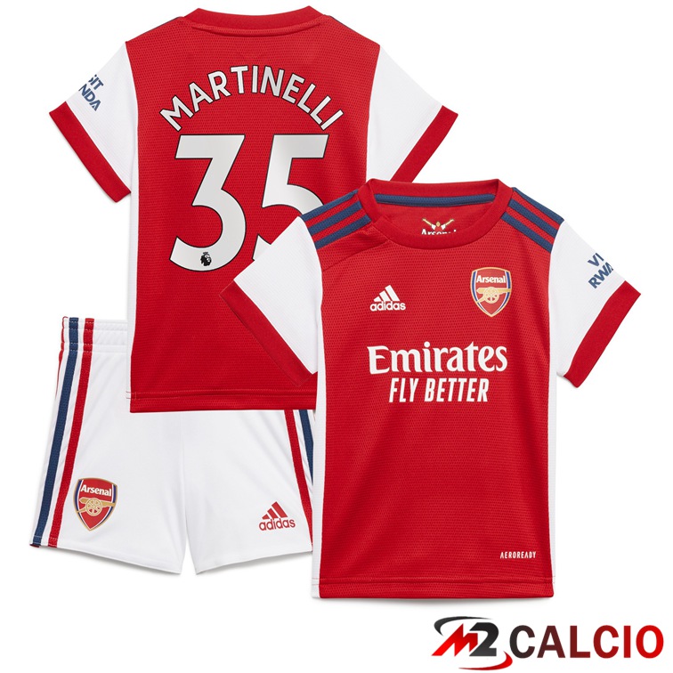 Maglie Calcio Personalizzate,Tute Calcio Squadre,Maglia Nazionale Italiana Calcio | Maglia FC Arsenal (MARTINELLI 35) Bambino Prima Rosso/Bianco 2021/2022