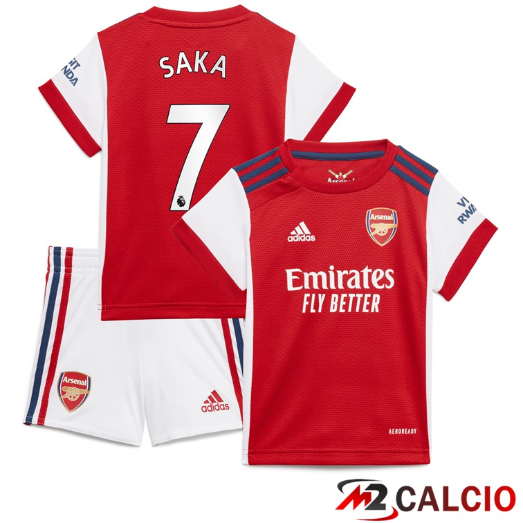 Maglie Calcio Personalizzate,Tute Calcio Squadre,Maglia Nazionale Italiana Calcio | Maglia FC Arsenal (SAKA 7) Bambino Prima Rosso/Bianco 2021/2022