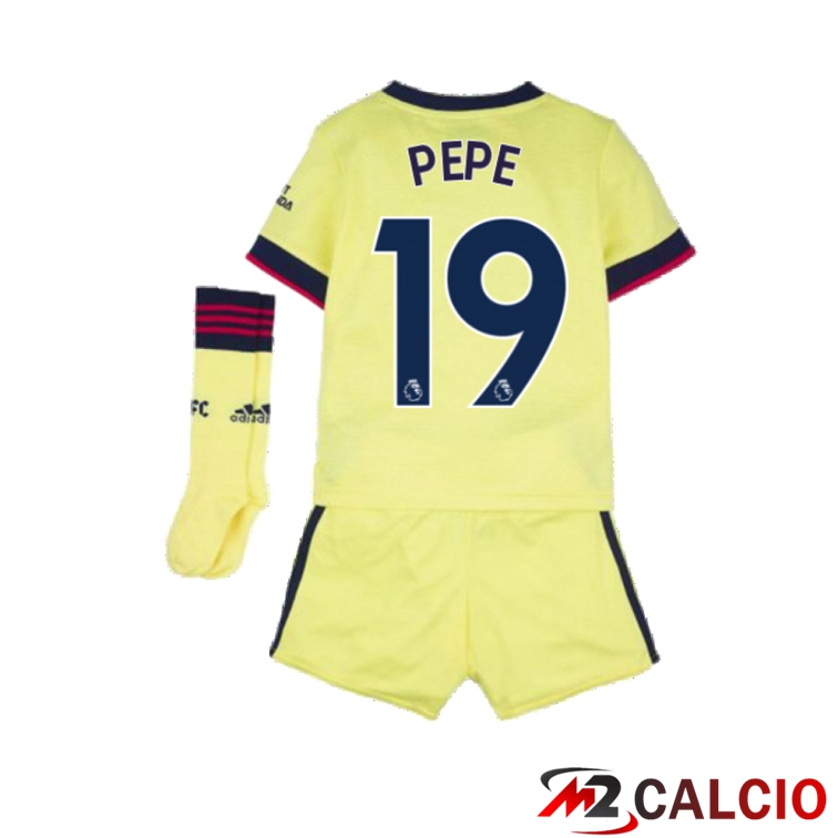 Maglie Calcio Personalizzate,Tute Calcio Squadre,Maglia Nazionale Italiana Calcio | Maglia FC Arsenal (PEPE 19) Bambino Seconda Giallo 2021/2022