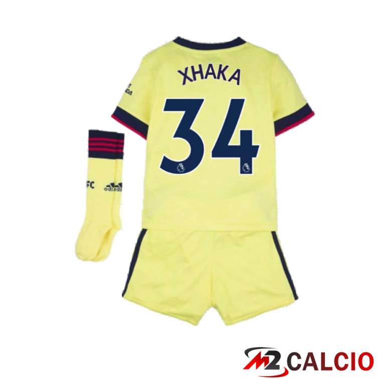 Maglie Calcio Personalizzate,Tute Calcio Squadre,Maglia Nazionale Italiana Calcio | Maglia FC Arsenal (XHAKA 34) Bambino Seconda Giallo 2021/2022
