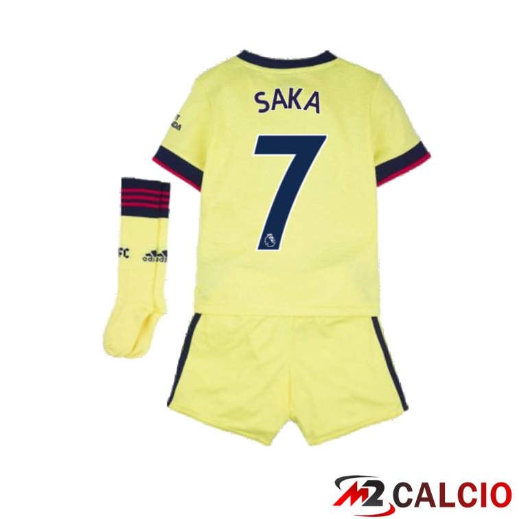 Maglie Calcio Personalizzate,Tute Calcio Squadre,Maglia Nazionale Italiana Calcio | Maglia FC Arsenal (SAKA 7) Bambino Seconda Giallo 2021/2022