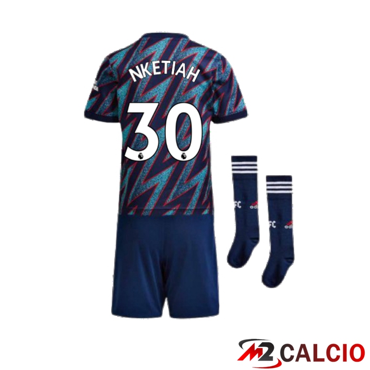 Maglie Calcio Personalizzate,Tute Calcio Squadre,Maglia Nazionale Italiana Calcio | Maglia FC Arsenal (NKETIAH 30) Bambino Terza Blu 2021/2022