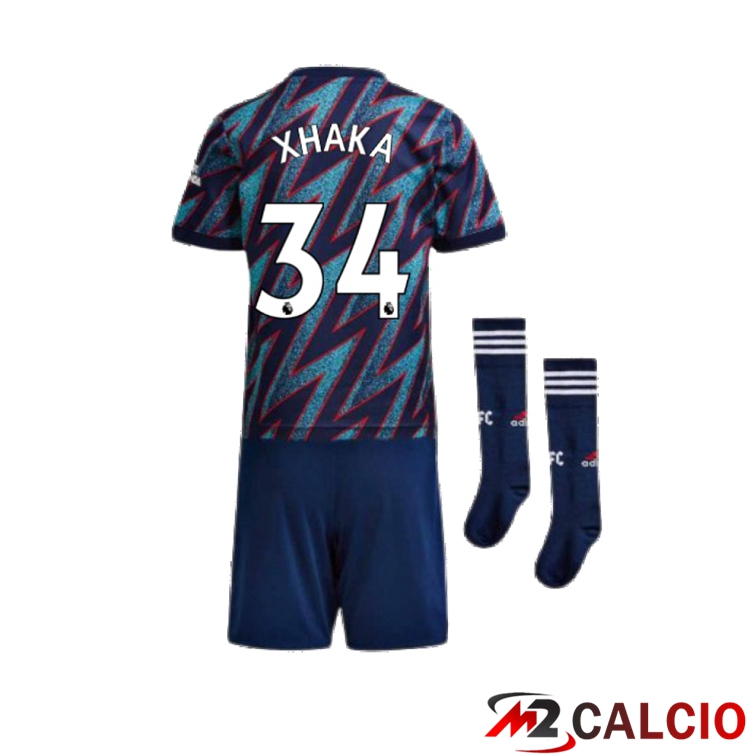 Maglie Calcio Personalizzate,Tute Calcio Squadre,Maglia Nazionale Italiana Calcio | Maglia FC Arsenal (XHAKA 34) Bambino Terza Blu 2021/2022