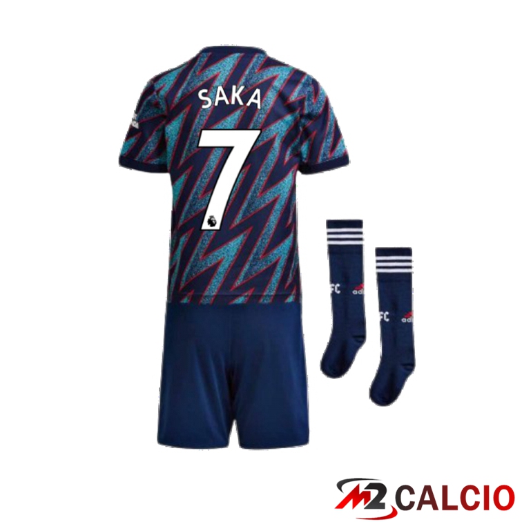 Maglie Calcio Personalizzate,Tute Calcio Squadre,Maglia Nazionale Italiana Calcio | Maglia FC Arsenal (SAKA 7) Bambino Terza Blu 2021/2022