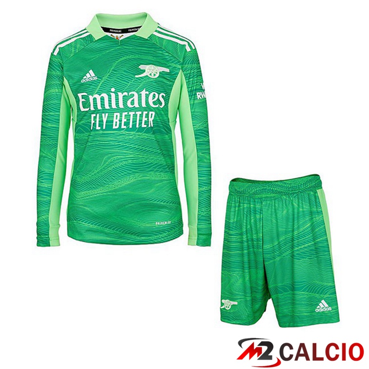 Maglie Calcio Personalizzate,Tute Calcio Squadre,Maglia Nazionale Italiana Calcio | Maglia FC Arsenal Portiere Manica Lunga Bambino Verde 2021/22