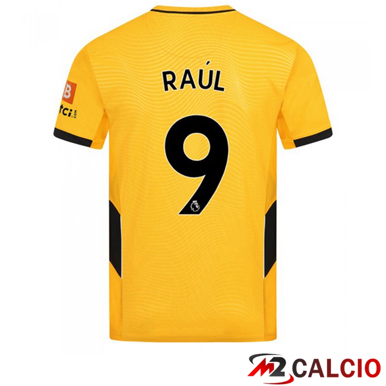 Maglie Calcio Personalizzate,Tute Calcio Squadre,Maglia Nazionale Italiana Calcio | Maglia Wolverhampton (RAUL 9) Prima Giallo 2021/22