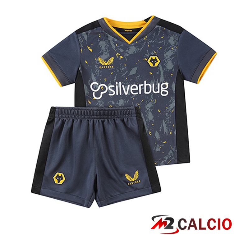 Maglie Calcio Personalizzate,Tute Calcio Squadre,Maglia Nazionale Italiana Calcio | Maglia Wolverhampton Bambino Seconda Blu 2021/22