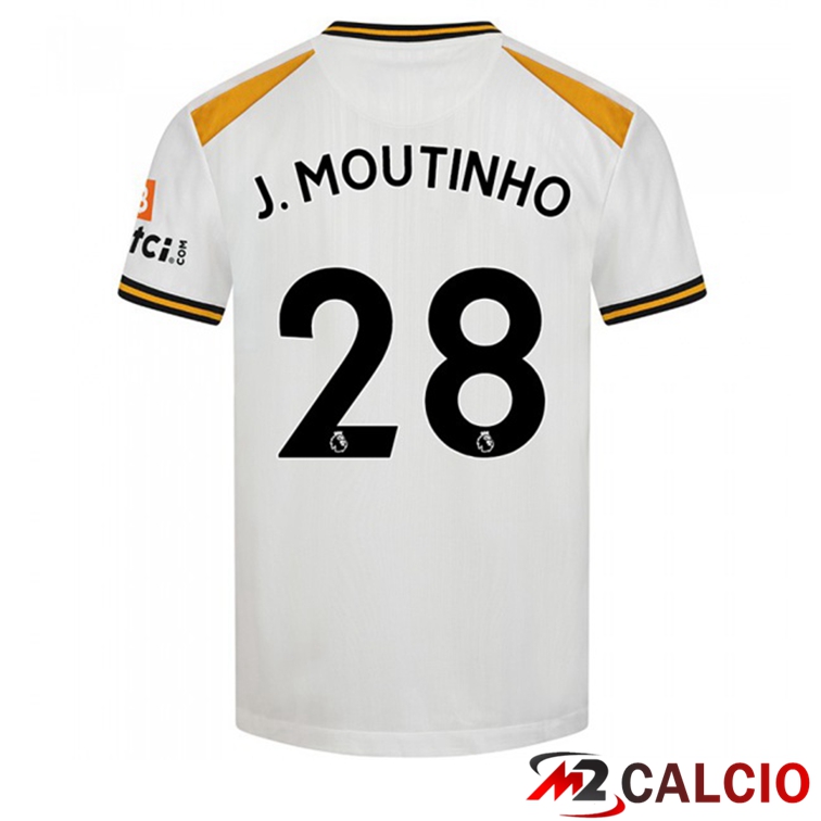 Maglie Calcio Personalizzate,Tute Calcio Squadre,Maglia Nazionale Italiana Calcio | Maglia Wolverhampton (J. MOUTINHO 28) Terza Bianco 2021/22