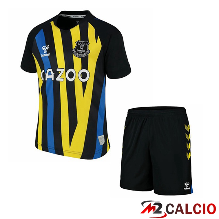 Maglie Calcio Personalizzate,Tute Calcio Squadre,Maglia Nazionale Italiana Calcio | Maglia FC Everton Bambino Portiere Nero/Giallo 2021/22