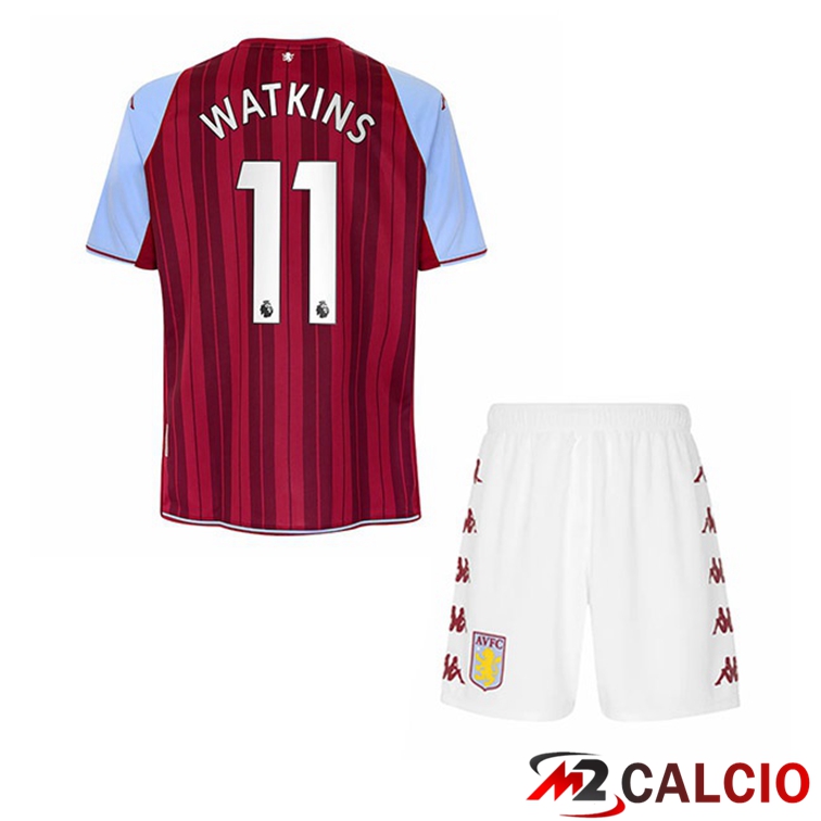 Maglie Calcio Personalizzate,Tute Calcio Squadre,Maglia Nazionale Italiana Calcio | Maglia Aston Villa (Watkins 11) Bambino Prima Rosso 2021/22