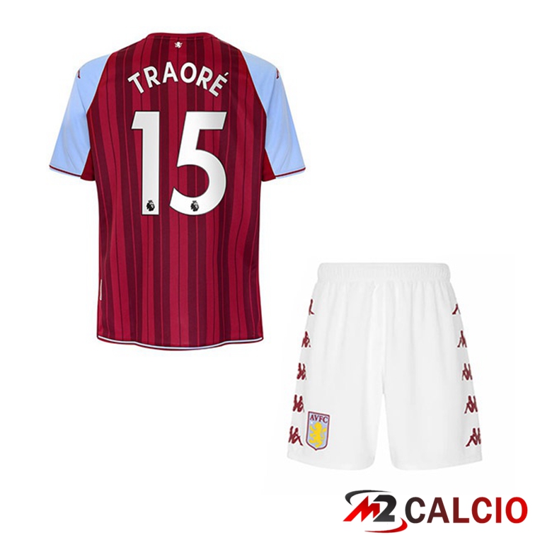 Maglie Calcio Personalizzate,Tute Calcio Squadre,Maglia Nazionale Italiana Calcio | Maglia Aston Villa (Traoré 15) Bambino Prima Rosso 2021/22
