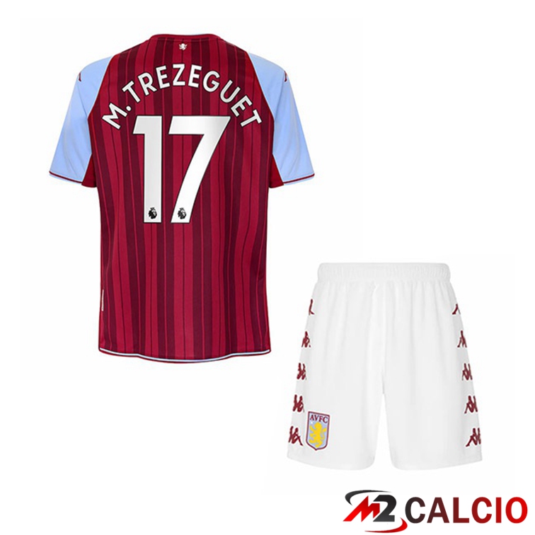 Maglie Calcio Personalizzate,Tute Calcio Squadre,Maglia Nazionale Italiana Calcio | Maglia Aston Villa (Trezeguet 17) Bambino Prima Rosso 2021/22
