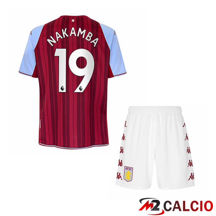 Maglie Calcio Personalizzate,Tute Calcio Squadre,Maglia Nazionale Italiana Calcio | Maglia Aston Villa (Nakamba 19) Bambino Prima Rosso 2021/22
