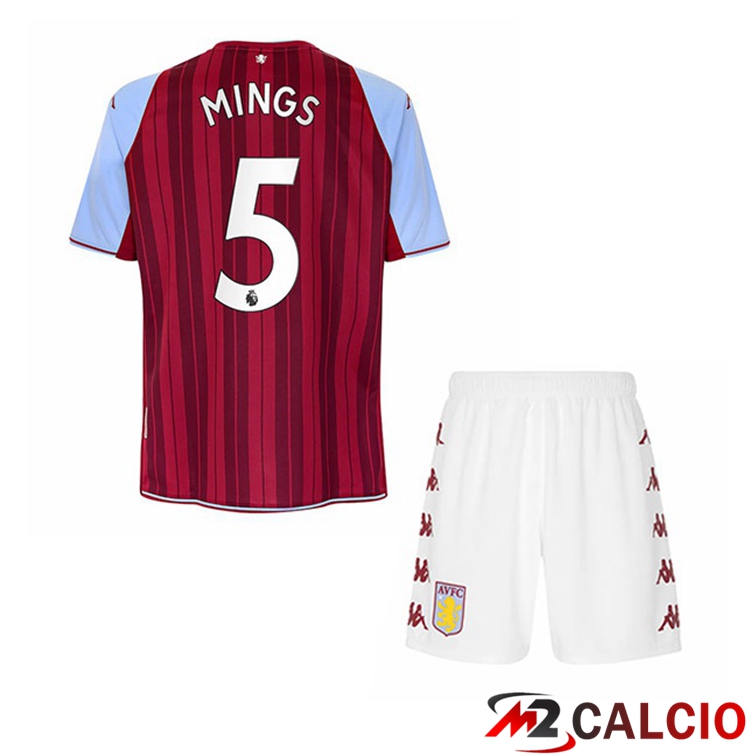 Maglie Calcio Personalizzate,Tute Calcio Squadre,Maglia Nazionale Italiana Calcio | Maglia Aston Villa (Mings 5) Bambino Prima Rosso 2021/22