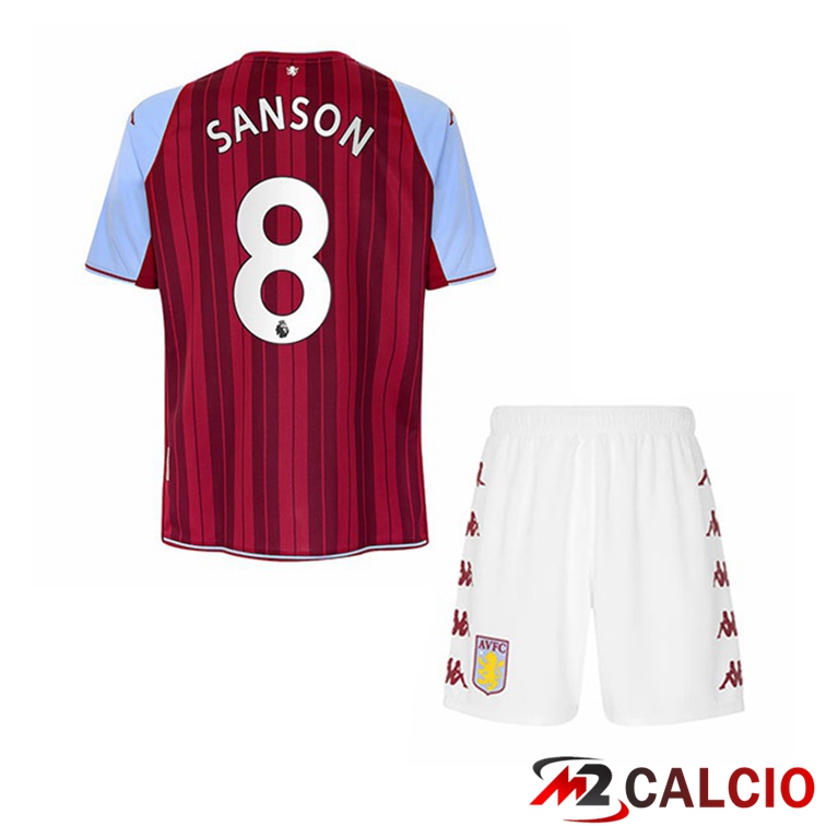 Maglie Calcio Personalizzate,Tute Calcio Squadre,Maglia Nazionale Italiana Calcio | Maglia Aston Villa (Sanson 8) Bambino Prima Rosso 2021/22