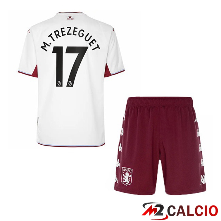 Maglie Calcio Personalizzate,Tute Calcio Squadre,Maglia Nazionale Italiana Calcio | Maglia Aston Villa (Trezeguet 17) Bambino Seconda Bianco 2021/22