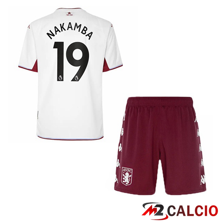 Maglie Calcio Personalizzate,Tute Calcio Squadre,Maglia Nazionale Italiana Calcio | Maglia Aston Villa (Nakamba 19) Bambino Seconda Bianco 2021/22