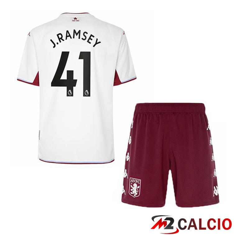 Maglie Calcio Personalizzate,Tute Calcio Squadre,Maglia Nazionale Italiana Calcio | Maglia Aston Villa (Ramsey 41) Bambino Seconda Bianco 2021/22