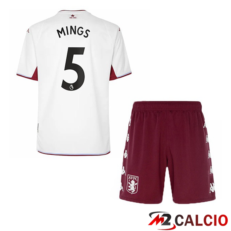 Maglie Calcio Personalizzate,Tute Calcio Squadre,Maglia Nazionale Italiana Calcio | Maglia Aston Villa (Mings 5) Bambino Seconda Bianco 2021/22