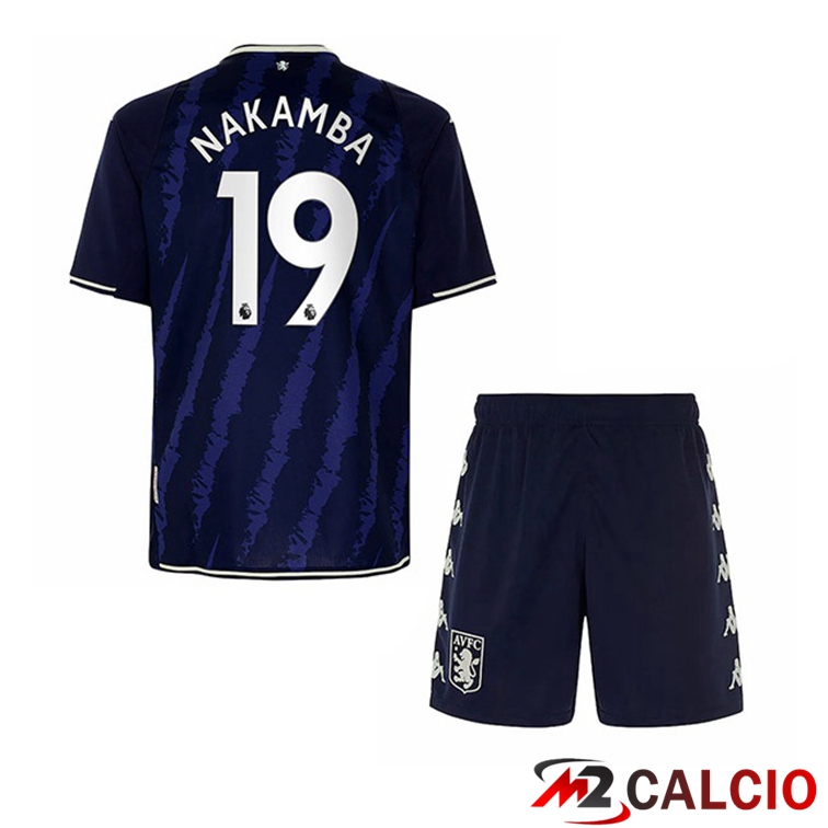 Maglie Calcio Personalizzate,Tute Calcio Squadre,Maglia Nazionale Italiana Calcio | Maglia Aston Villa (Nakamba 19) Bambino Terza Blu 2021/22