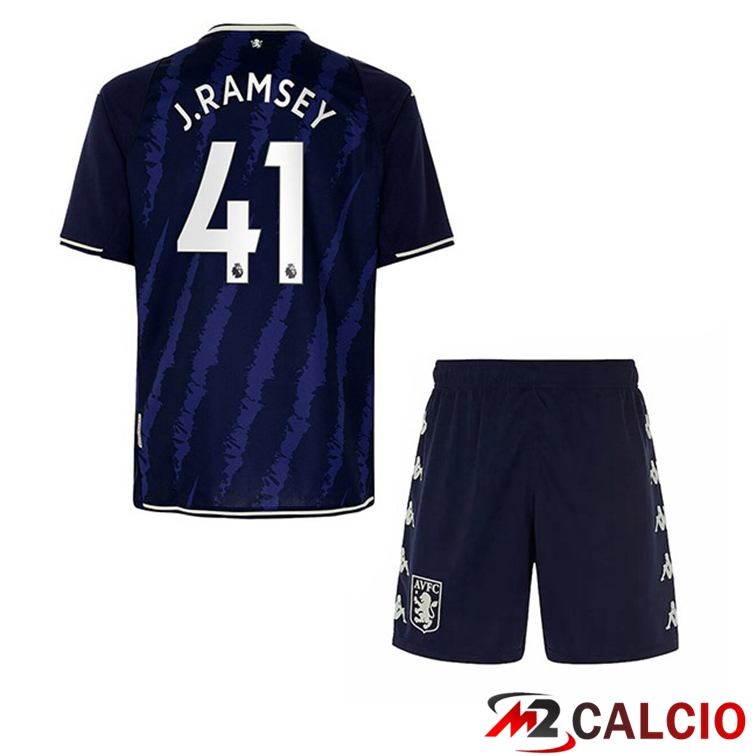 Maglie Calcio Personalizzate,Tute Calcio Squadre,Maglia Nazionale Italiana Calcio | Maglia Aston Villa (Ramsey 41) Bambino Terza Blu 2021/22