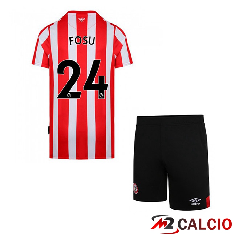 Maglie Calcio Personalizzate,Tute Calcio Squadre,Maglia Nazionale Italiana Calcio | Maglia Brentford FC (FOSU 24) Bambino Prima Rosso/Bianco 2021/22