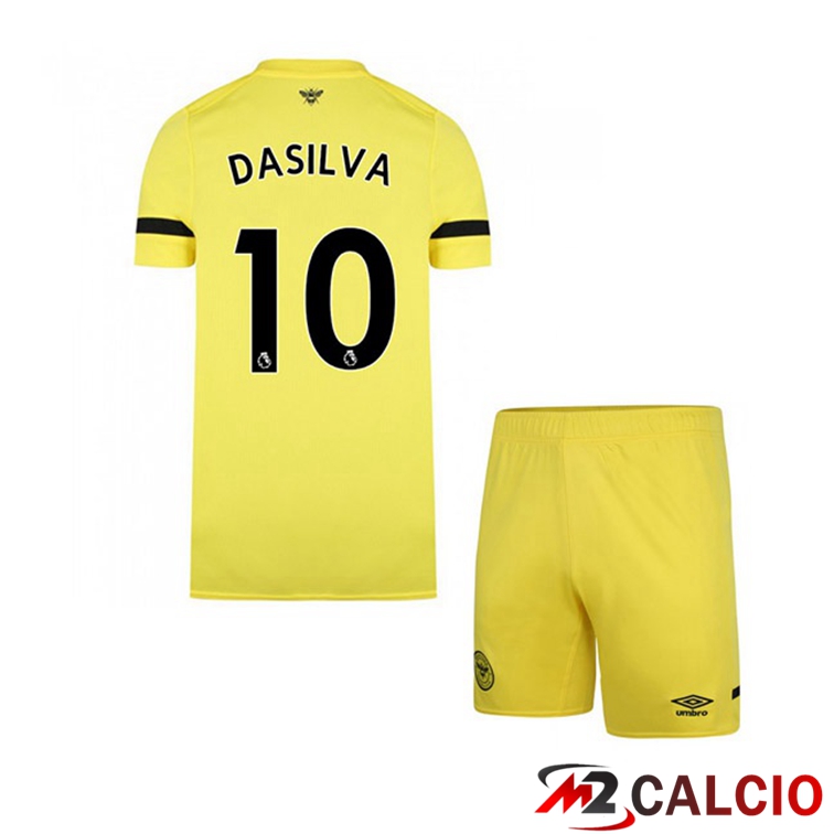Maglie Calcio Personalizzate,Tute Calcio Squadre,Maglia Nazionale Italiana Calcio | Maglia Brentford FC (DASILVA 10) Bambino Seconda Giallo 2021/22
