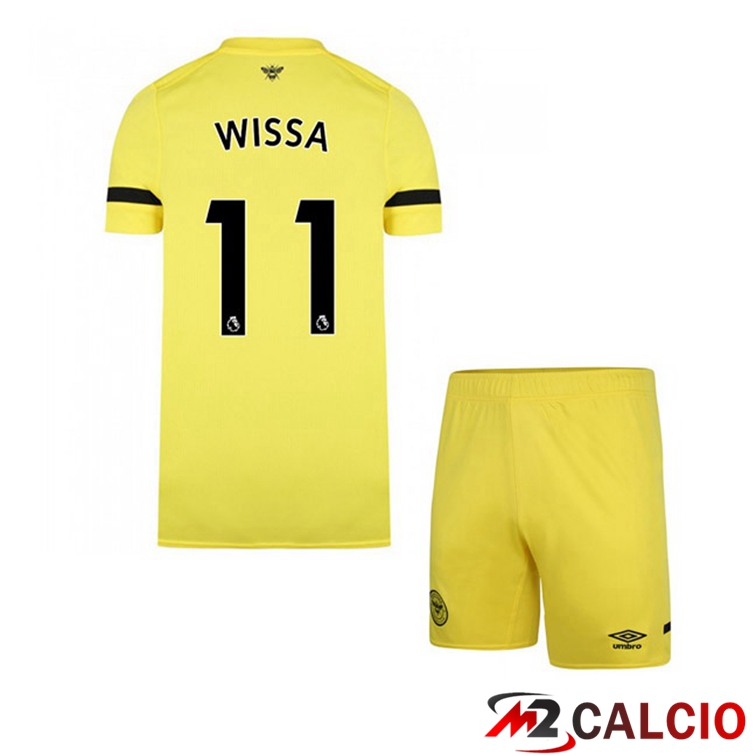 Maglie Calcio Personalizzate,Tute Calcio Squadre,Maglia Nazionale Italiana Calcio | Maglia Brentford FC (WISSA 11) Bambino Seconda Giallo 2021/22