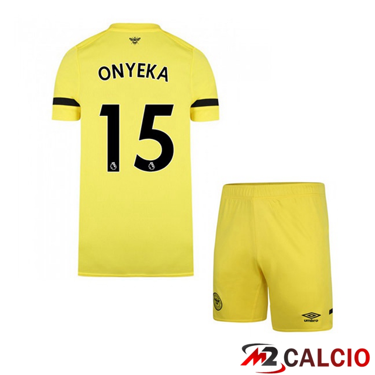 Maglie Calcio Personalizzate,Tute Calcio Squadre,Maglia Nazionale Italiana Calcio | Maglia Brentford FC (ONYEKA 15) Bambino Seconda Giallo 2021/22