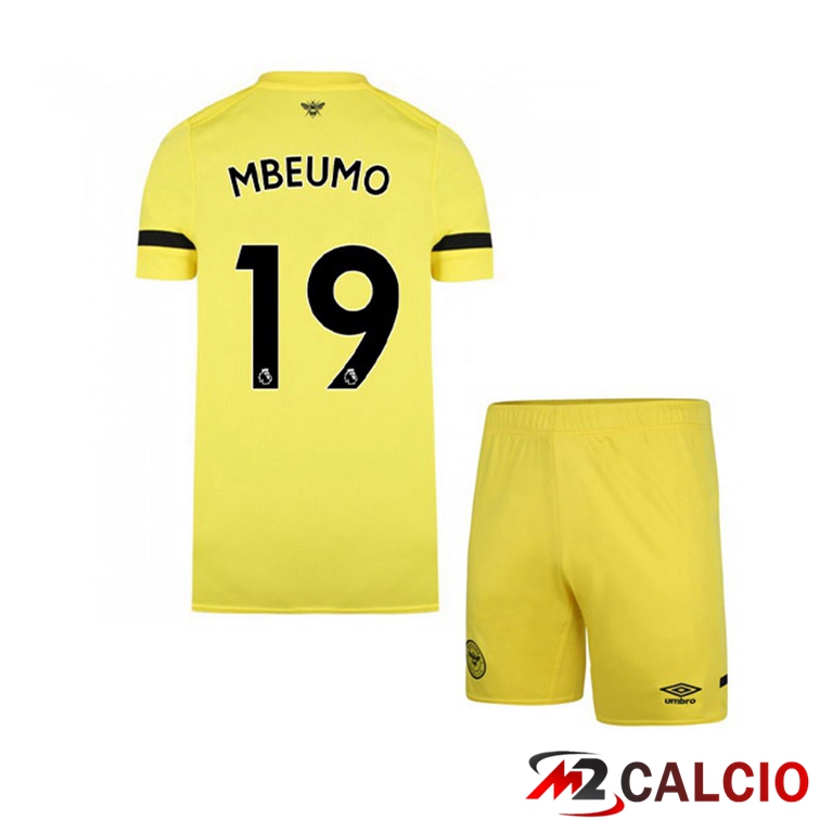 Maglie Calcio Personalizzate,Tute Calcio Squadre,Maglia Nazionale Italiana Calcio | Maglia Brentford FC (MBEUMO 19) Bambino Seconda Giallo 2021/22
