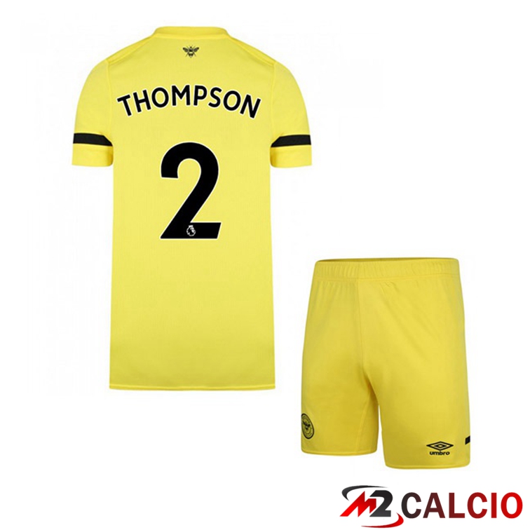 Maglie Calcio Personalizzate,Tute Calcio Squadre,Maglia Nazionale Italiana Calcio | Maglia Brentford FC (THOMPSON 2) Bambino Seconda Giallo 2021/22